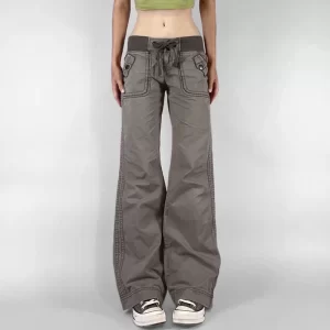 Retro Lace-up Low Rise Pants